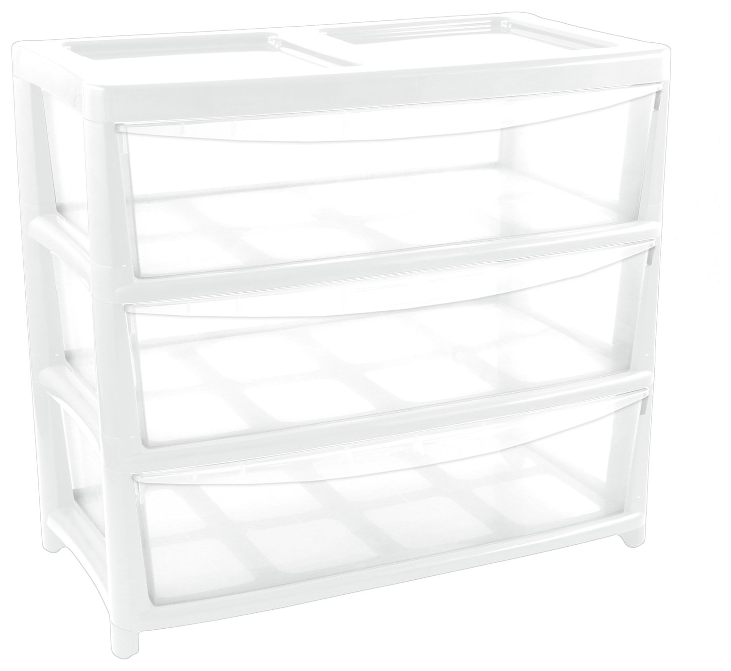 Argos Home 3 Drawer Extra Wide Gloss Plastic Drawers - White