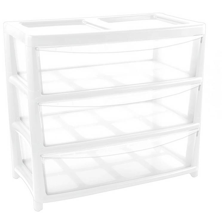 Argos Home 3 Drawer Extra Wide Gloss Plastic Drawers - White 0
