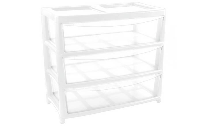 Argos Home 3 Drawer Extra Wide Gloss Plastic Drawers - White