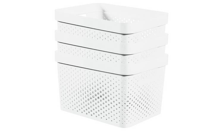 Buy Curver Infinity Dots 3 x 17L Storage Boxes White Plastic