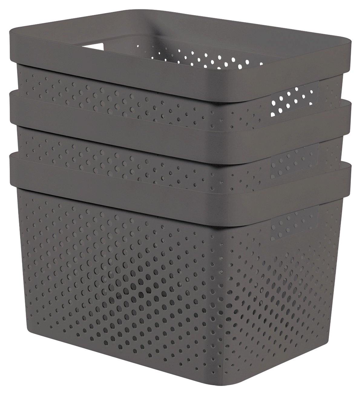 Curver Infinity Dots 3 x 17L Storage Boxes - Grey