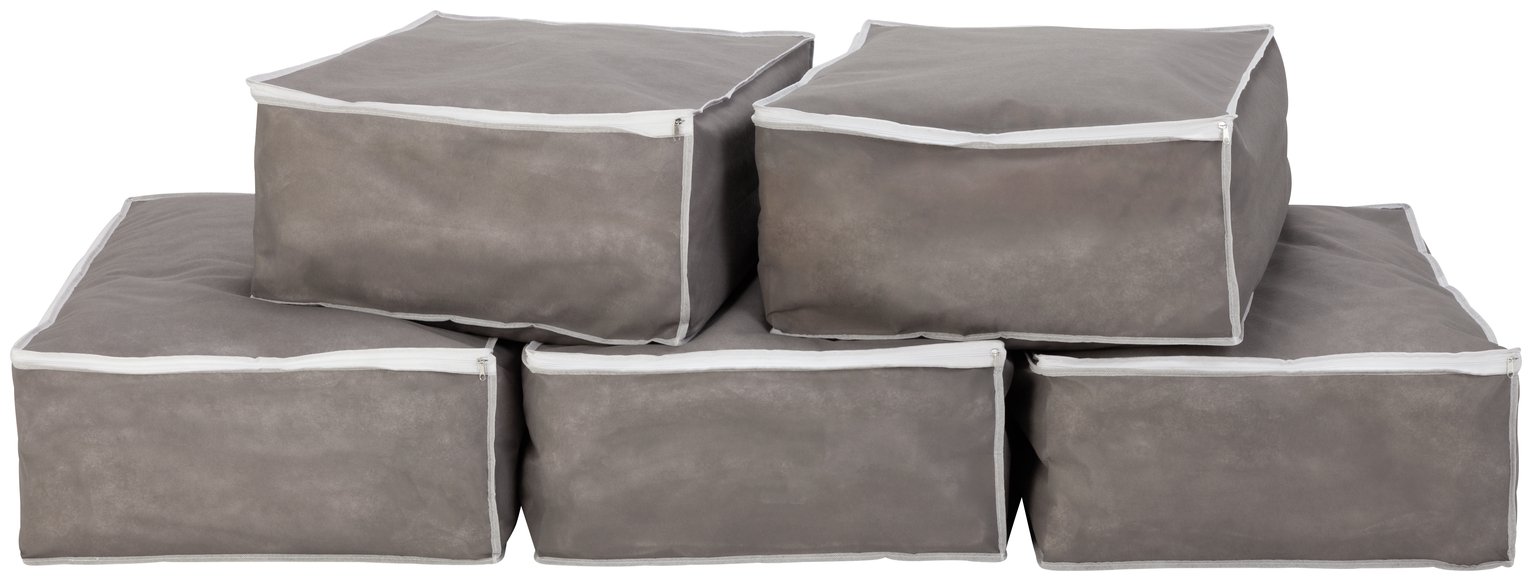 Argos Home Pack of 5 Bumper Value Blanket Bags - Grey