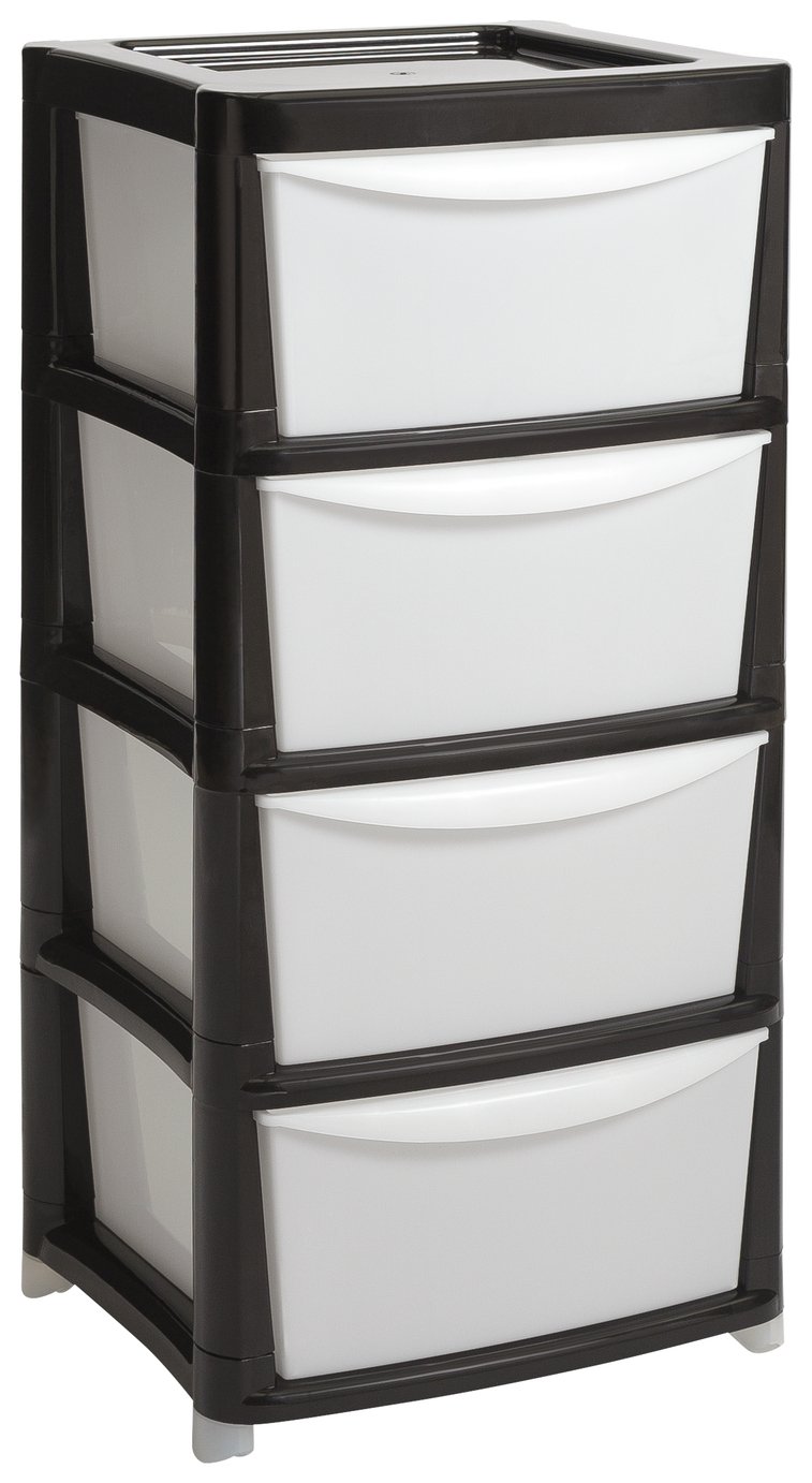 Argos Home 4 Drawer Plastic Storage Tower - Black