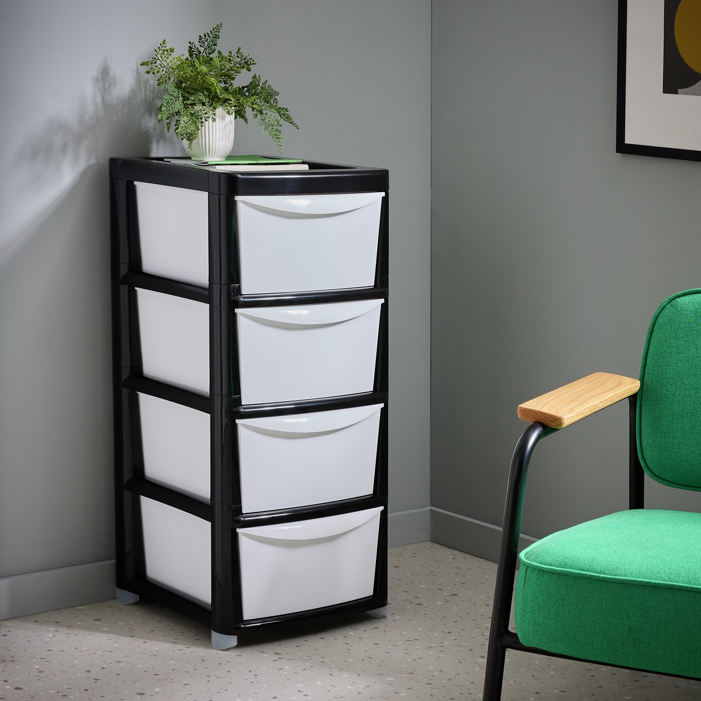 Buy Argos Home 4 Drawer Plastic Storage Tower - Black | Plastic