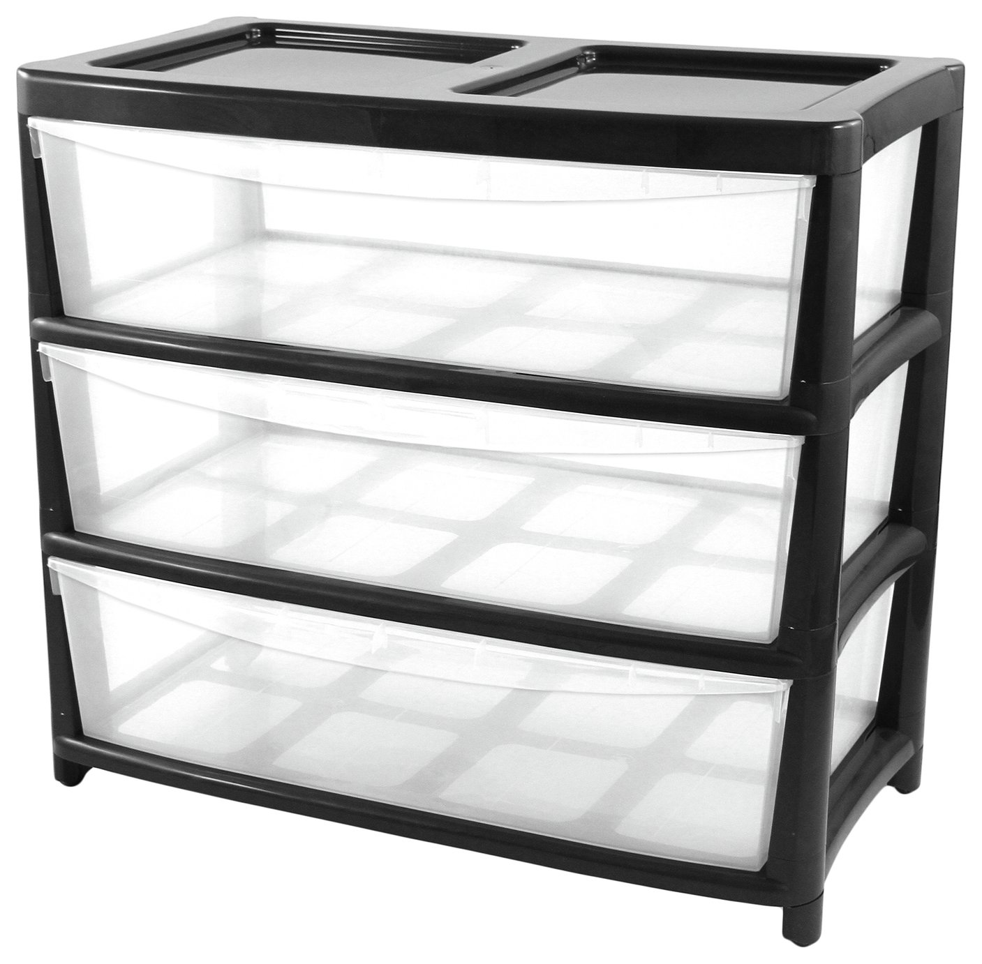 Argos Home 3 Drawer Extra Wide Gloss Plastic Drawers - Black