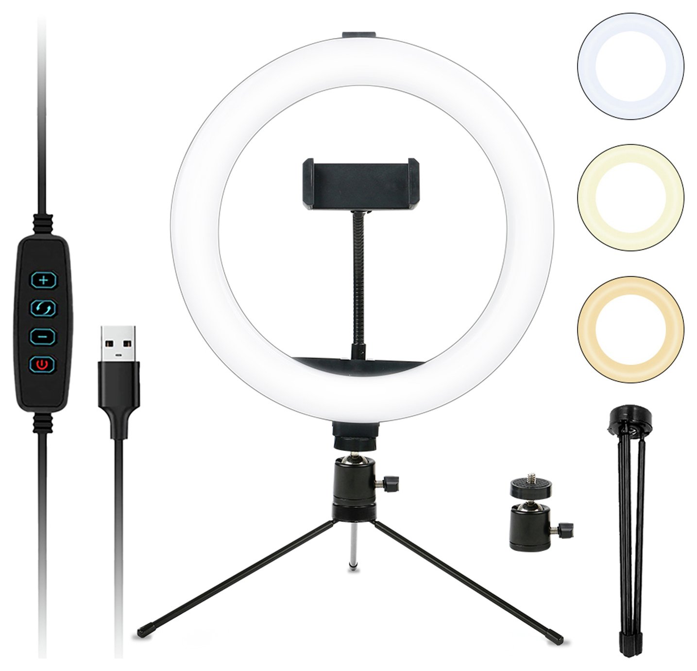 Desk Ring Light With Tripod & Phone Holder 