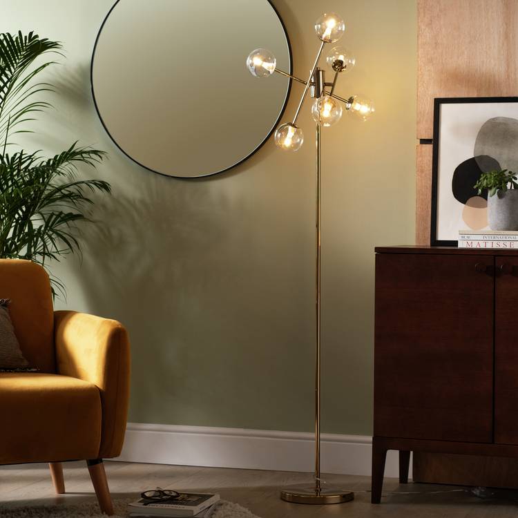 Habitat Glam 6 Light Glass Floor Lamp – Gold 0