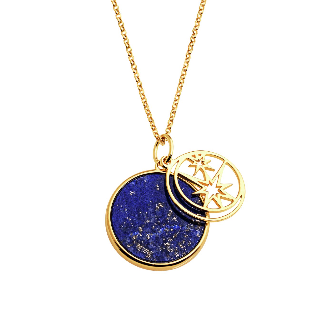 Revere Gold Plated Silver Lapis Celestial Pendant Necklace