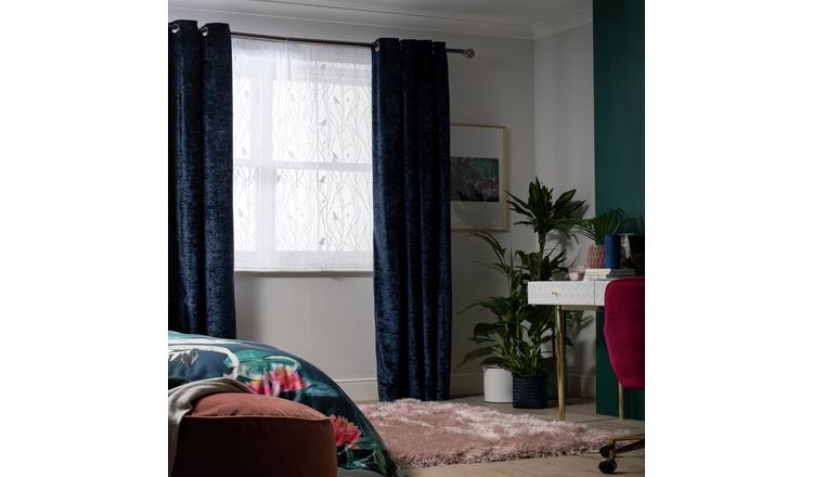 Habitat Sheer Bird Net Pencil Pleat Curtains - White