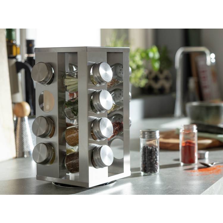 Habitat 16 Jar Stainless Steel Revolving Spice Rack 0