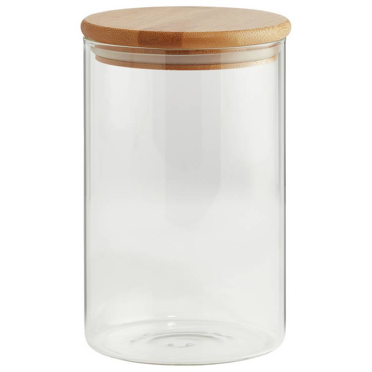 Argos Home 1 Litre Round Glass Jar with Bamboo Lid 0