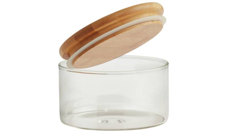 Live Bamboo Premium Round Glass Storage Containers with Bamboo