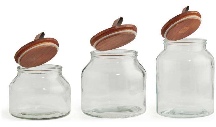 Buy Habitat Set of 3 Glass Jar Set, Storage jars