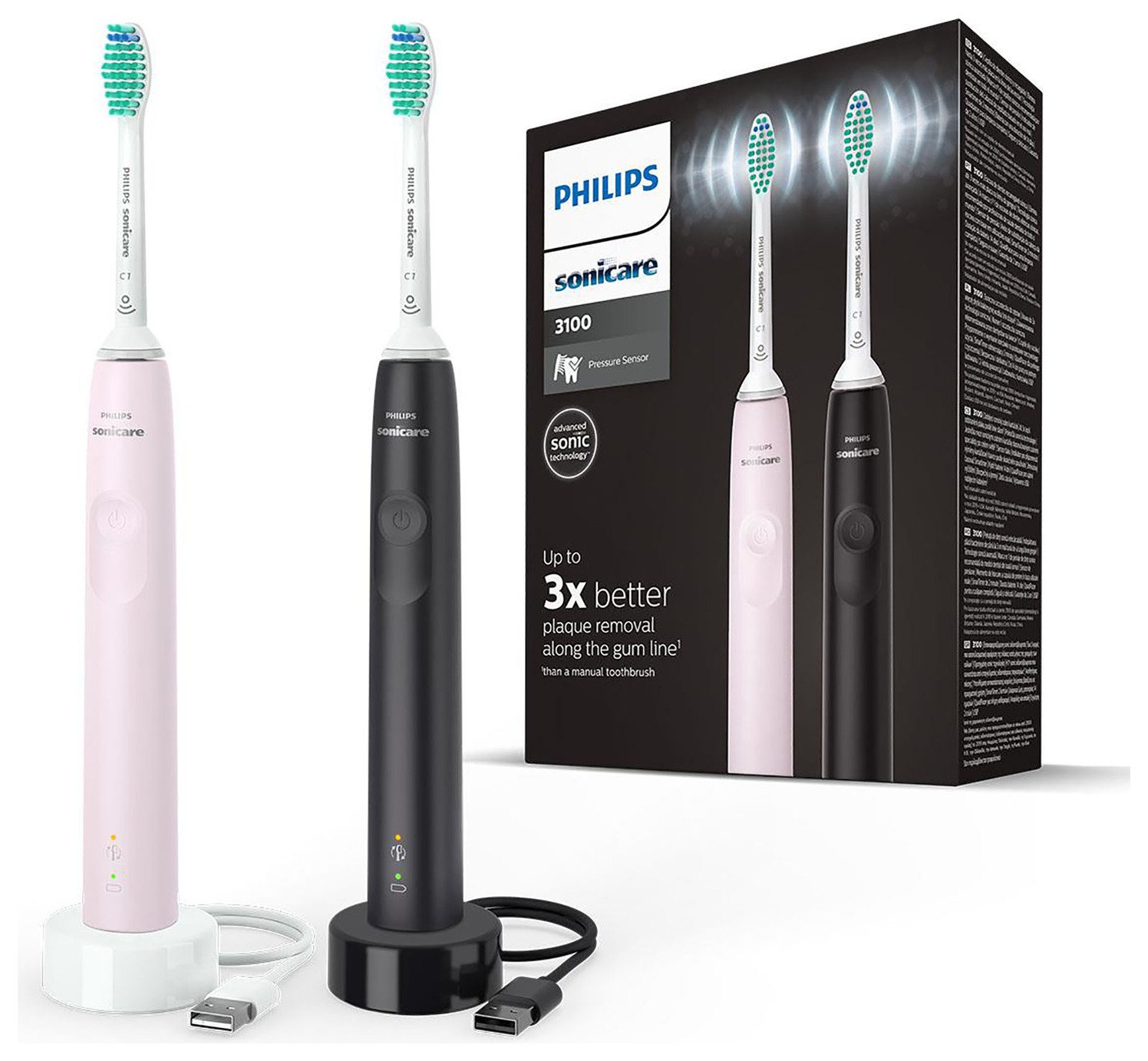 Philips Sonicare 3100 Electric Toothbrush 2 Pack - HX3675/15