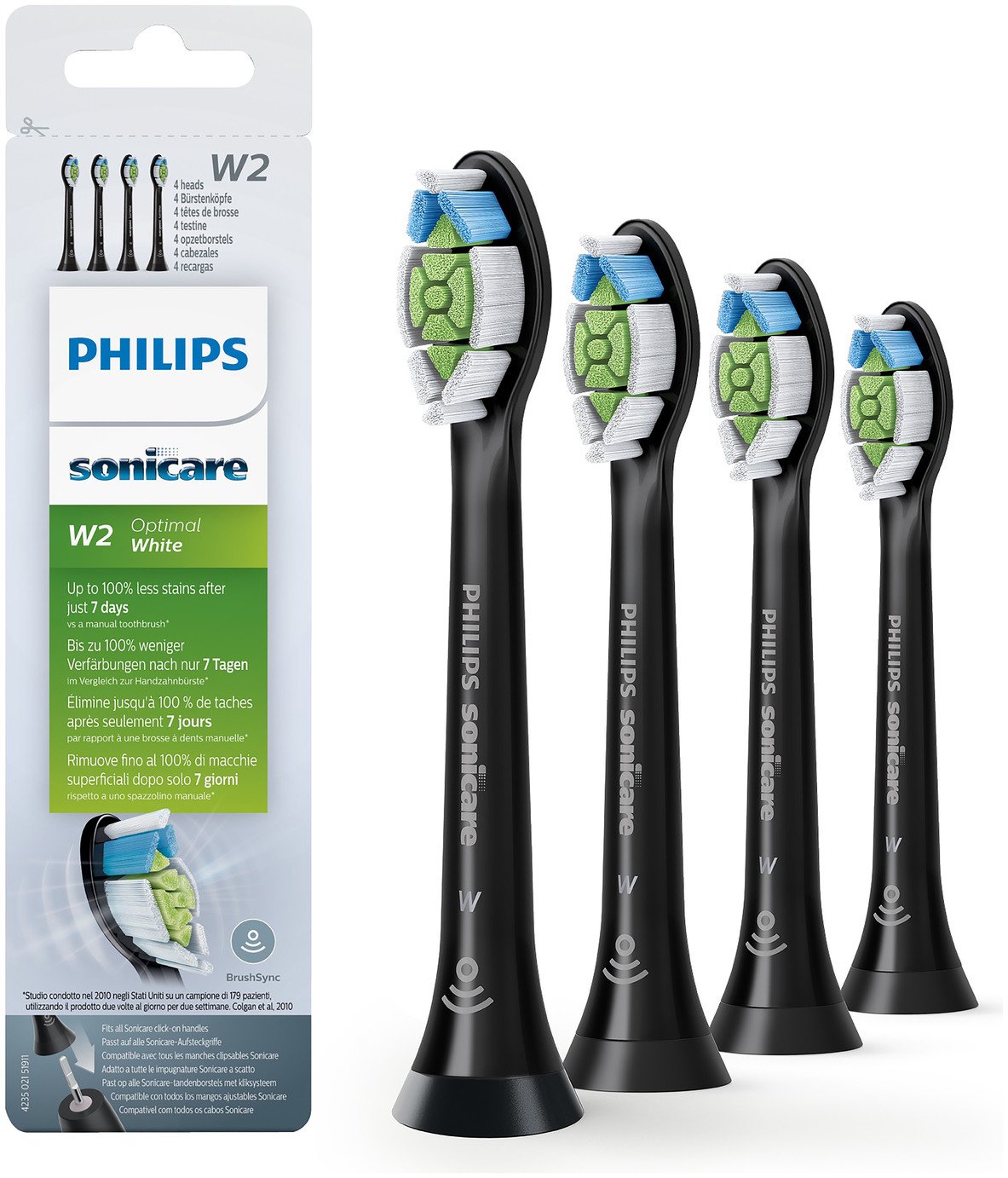 Philips Sonicare Optimal White Toothbrush Heads Black 4 Pack