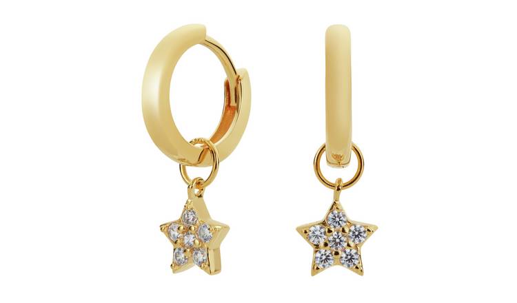 Buy Revere 9ct Gold Plated Silver Cubic Zirconia Hoop Earrings | Womens ...