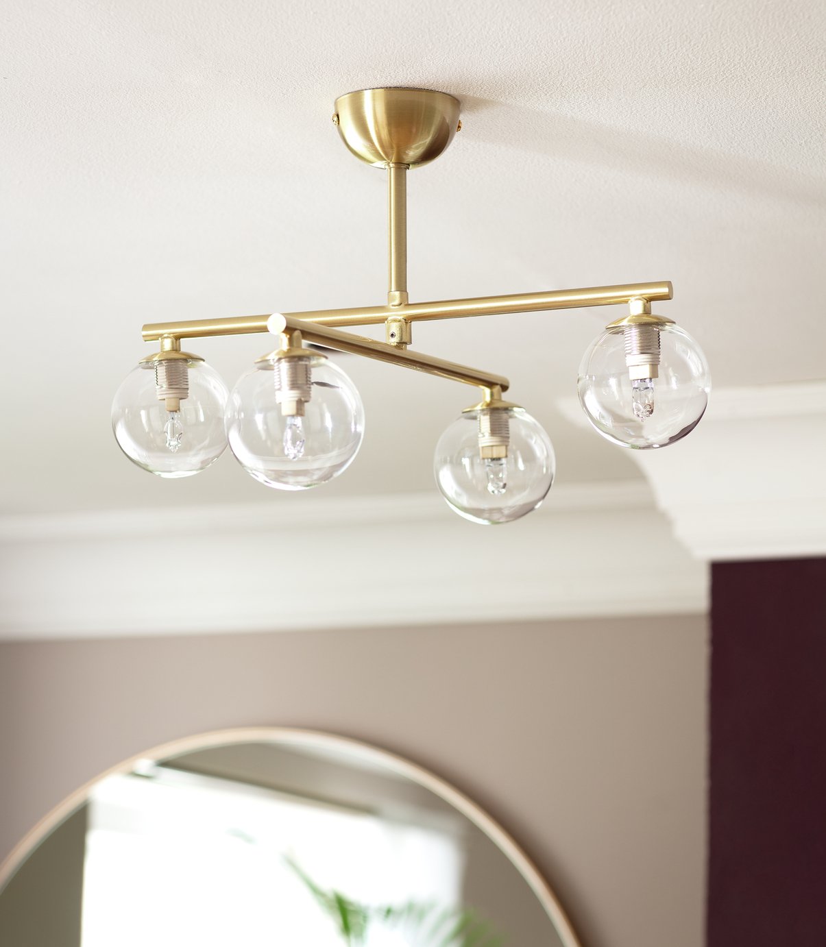 Habitat Chuck 4 Light Flush to Ceiling Light - Brushed Brass