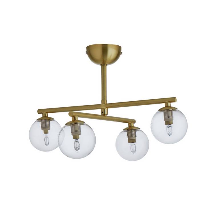 Habitat Chuck 4 Light Flush to Ceiling Light - Brushed Brass 0