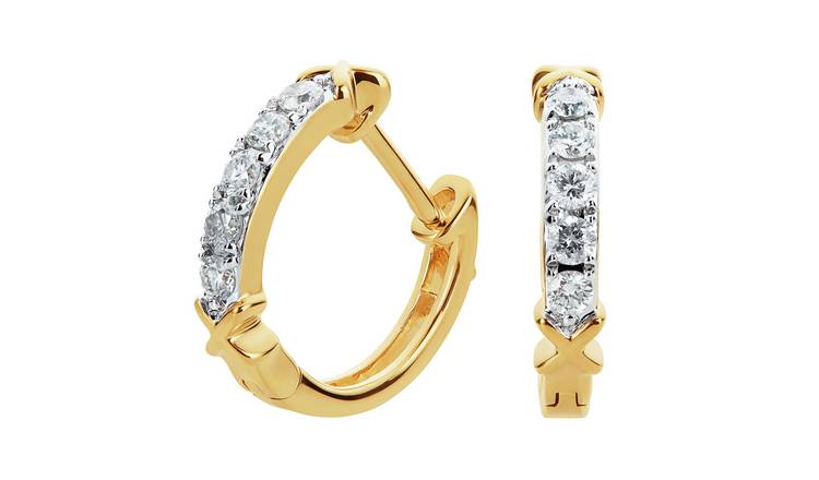 Revere 9ct Gold 0.25ct Diamond Hoop Earrings - April