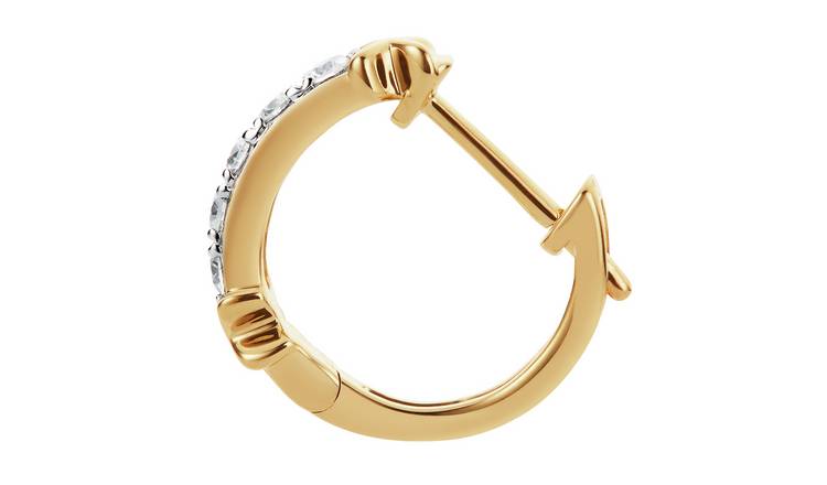 Golden Hoop Earrings with Diamond Lantern Pendant