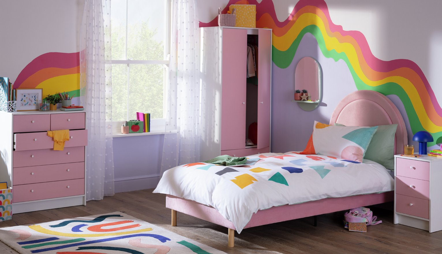 Argos Home Kids Malibu 3 Piece 2 Door Wardrobe Set - Pink