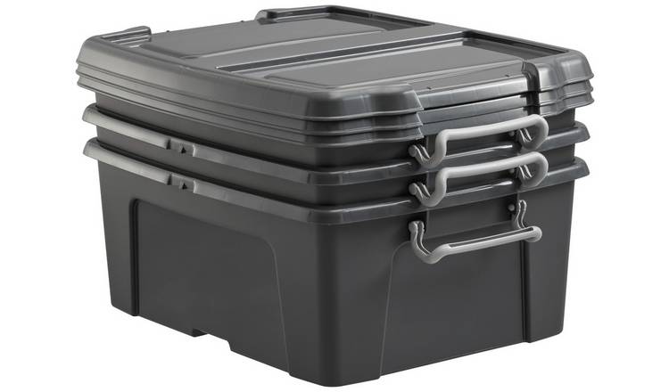 Strata Set of 3 12 litre  Smart Storage Box - Grey