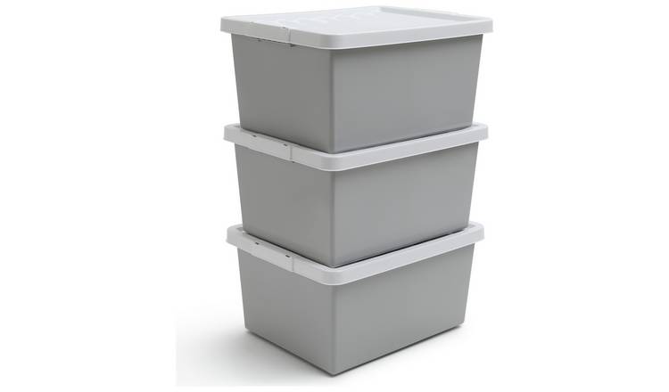 Argos Home Set of 3 Storage Boxes - Light Grey