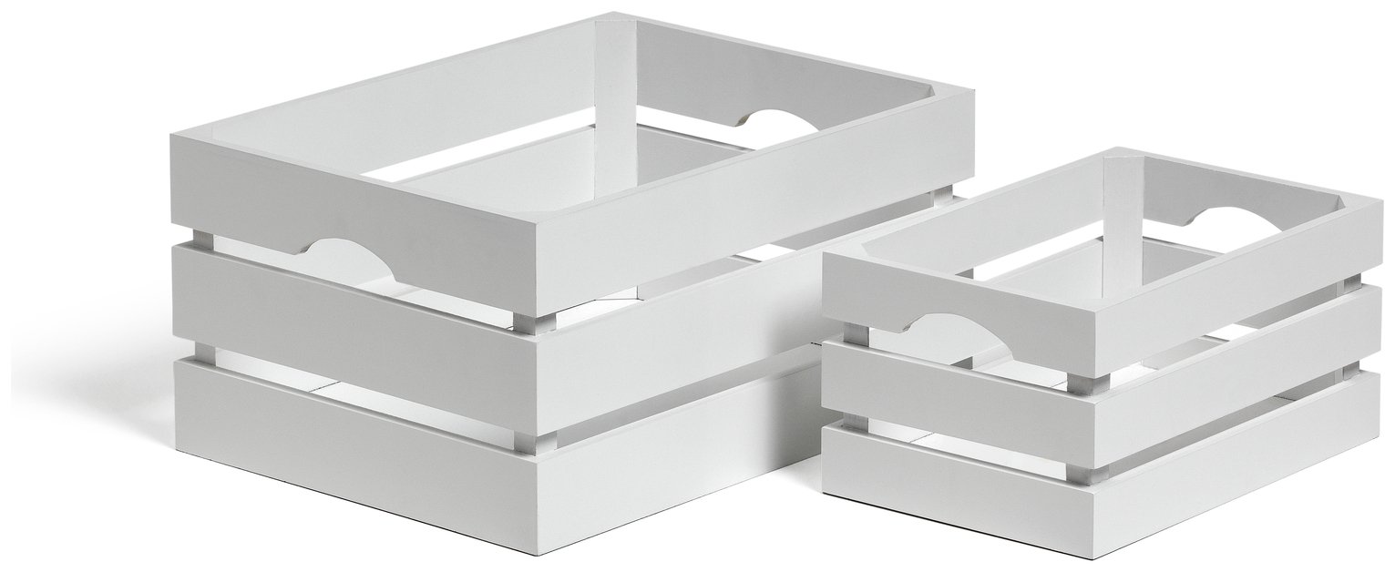 Habitat pack of 2 Storage Crates - White