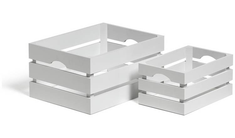 Habitat pack of 2 Storage Crates - White