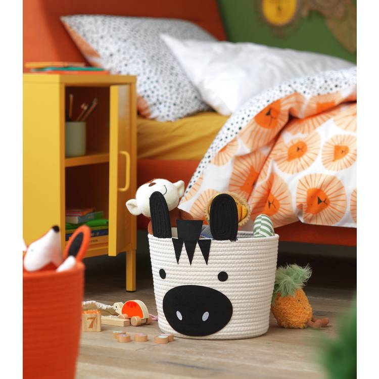 Habitat Zebra Rope Kids Storage Basket - Cream & Black 0