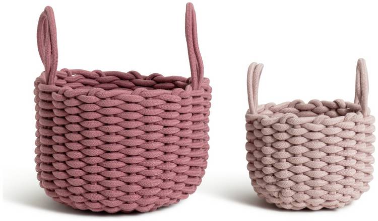 Habitat Cotton Pack of 2 Rope Basket - Pink