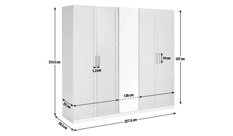 Size of deals 3 door wardrobe