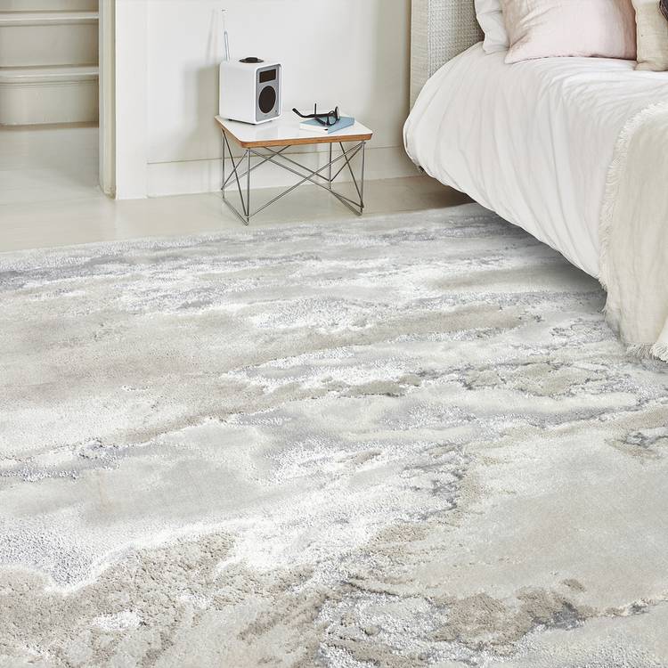 Asiatic Aurora Shiny Marble Grey Cut Pile Rug - 170x120cm 0