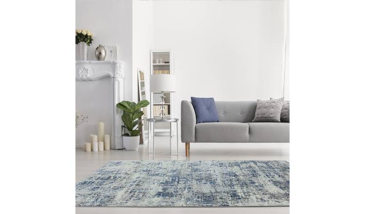 Buy Asiatic Orion Shiny Rectangle Rug 80x150cm Blue & Grey Rugs