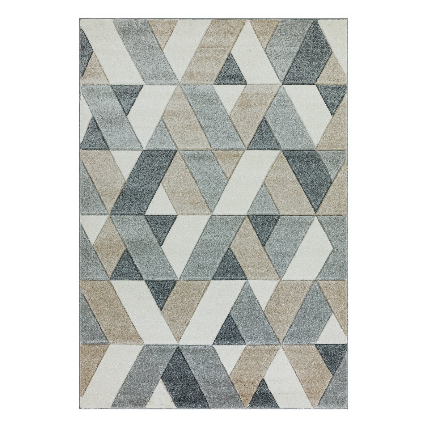 Asiatic Sketch Geo Rectangle Rug - 160x230cm - Grey & Gold