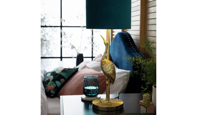 Argos Home Japonica Crane Table Lamp - Teal & Gold