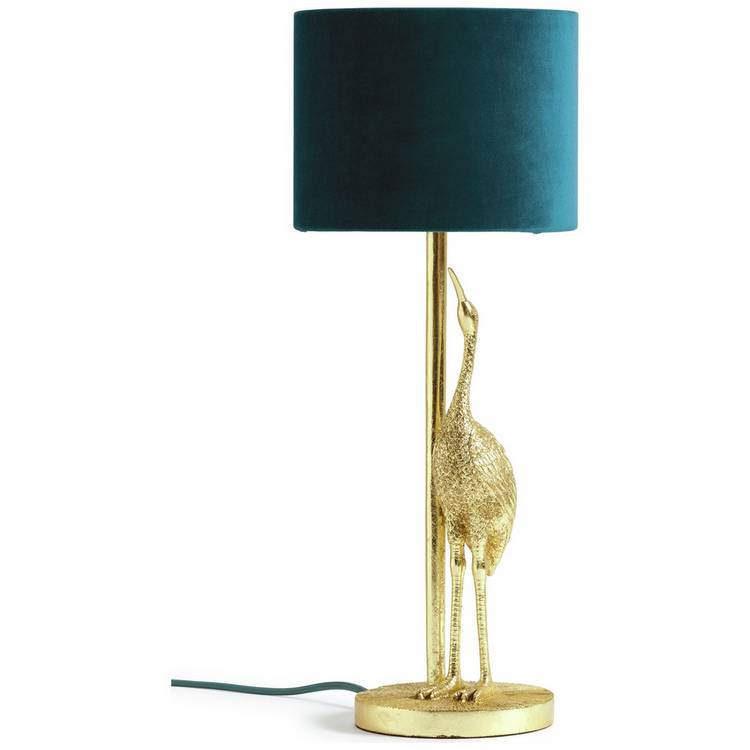 Argos Home Japonica Crane Table Lamp - Teal & Gold 0