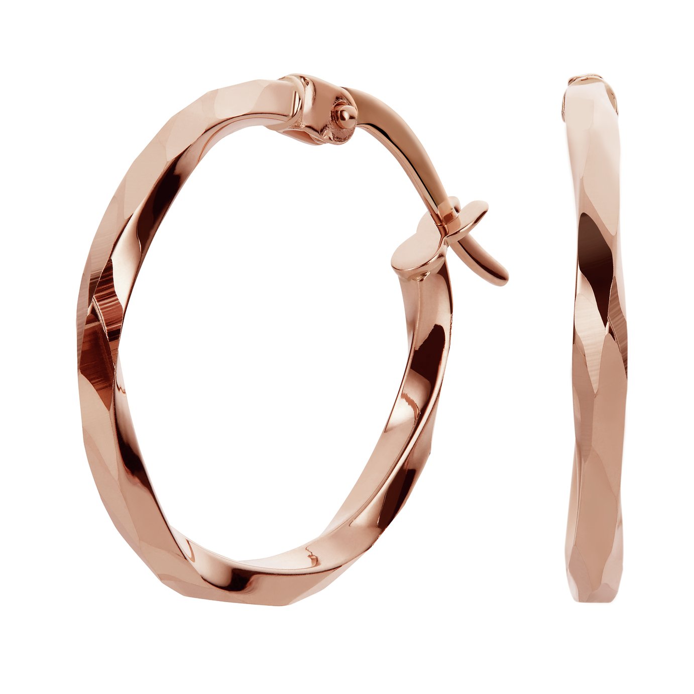 Revere 9ct Rose Gold Twisted Hoop Earrings