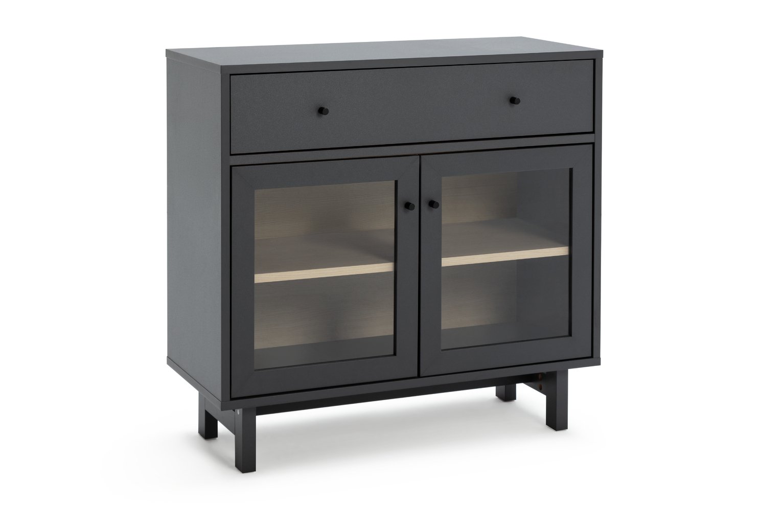 Habitat Jadon 2 Door Display Cabinet - Dark Grey & Oak