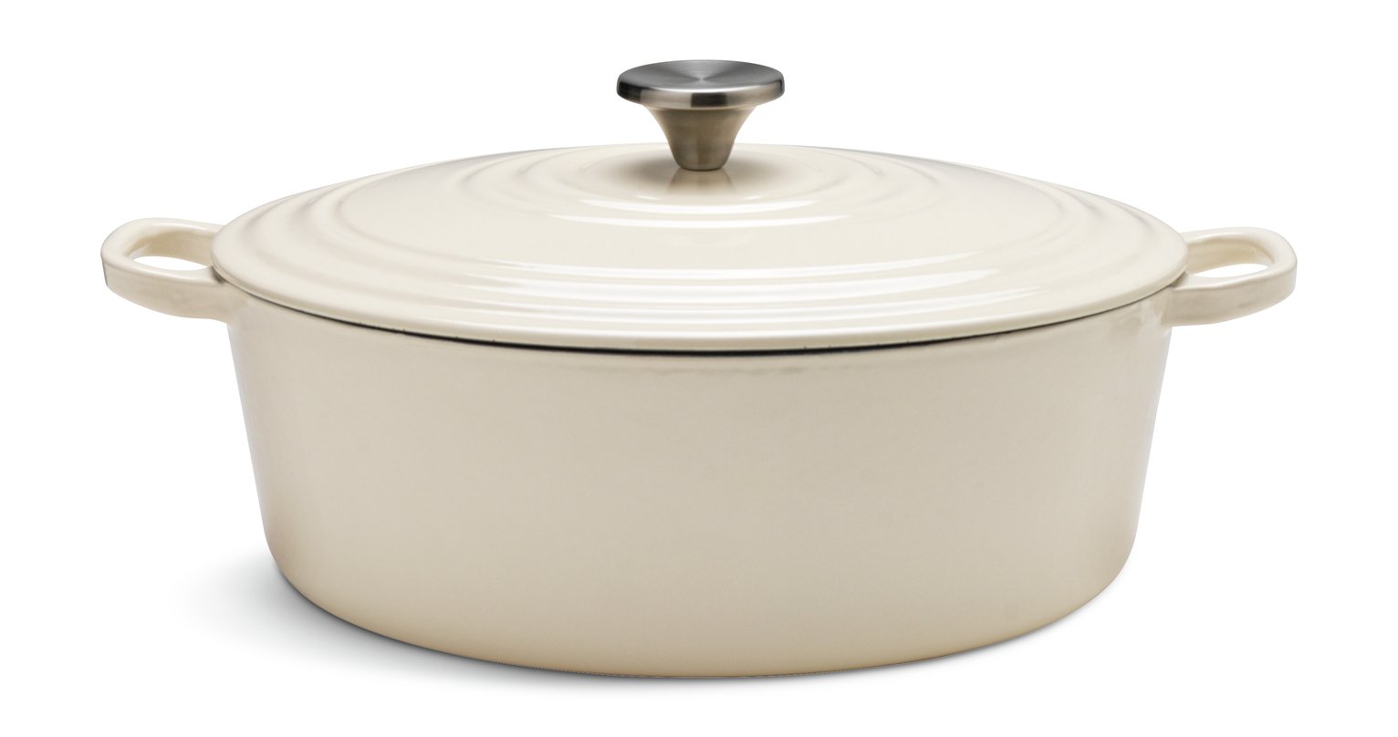 Habitat 4.7 Litre Cast Iron Oval Casserole Dish - Cream