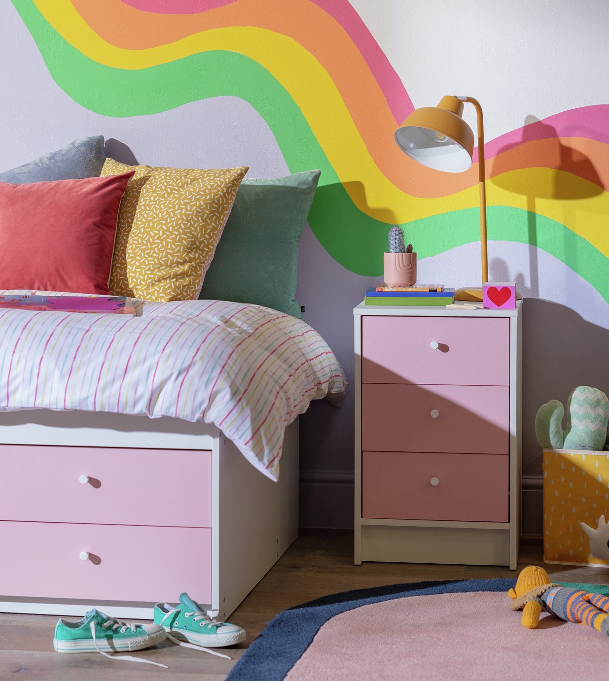 Argos Home Kids Malibu Kids 3 Drawer Bedside Table - Pink