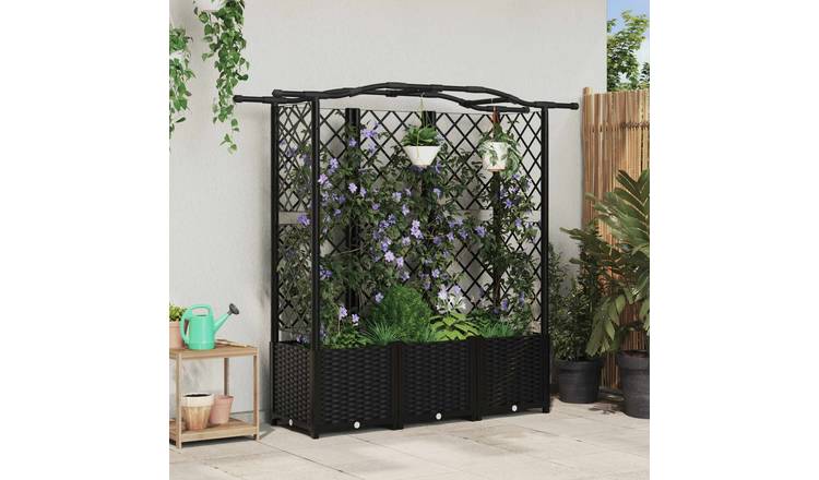 Walplus Polypropylene Raised Garden Bed - Black - 163 x 40 x 141 cm