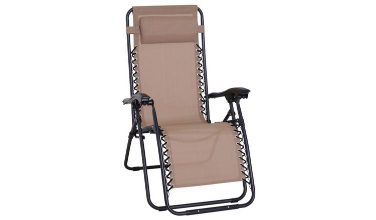 Outsunny Metal Frame Zero Gravity Chair Metal - Beige