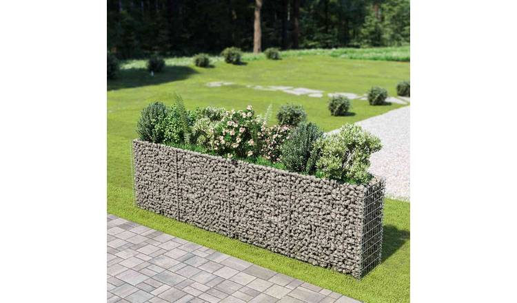 Walplus Galvanised Steel Gabion Raised Bed - Silver - 360 x 50 x 100 cm