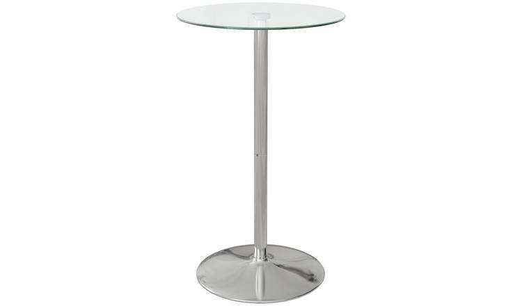 HOMCOM 2 Seater Round Dining Table with Tempered Glass Top - Clear