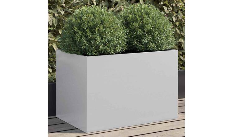 Walplus Galvanised Steel Garden Planter - Silver - 62 x 40 x 39 cm