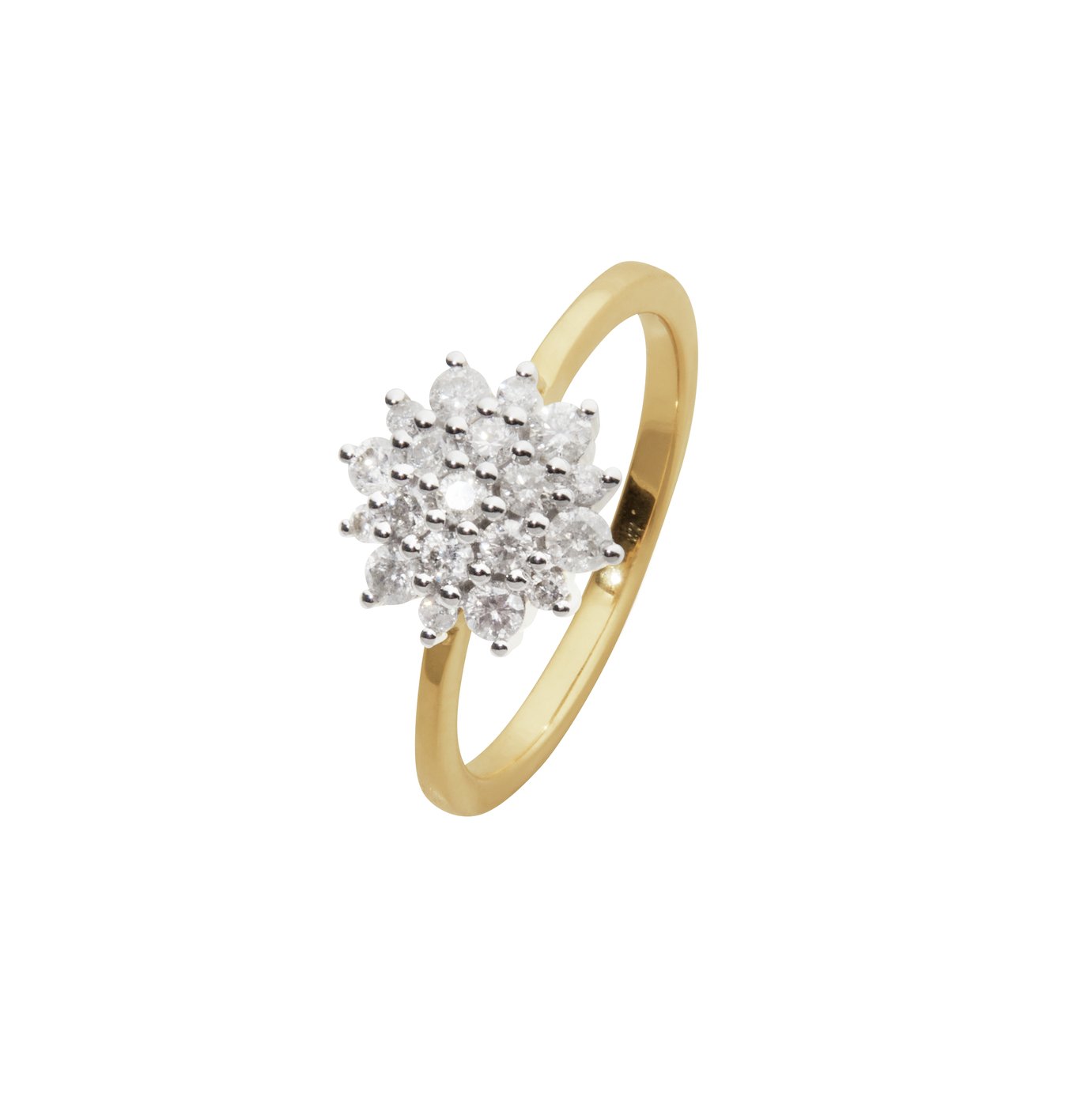 Revere 9ct Yellow Gold 0.50ct Diamond Cluster Ring - O