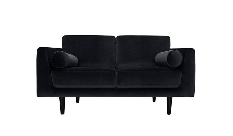 Habitat Jackson 2 Seater Velvet Sofa - Black