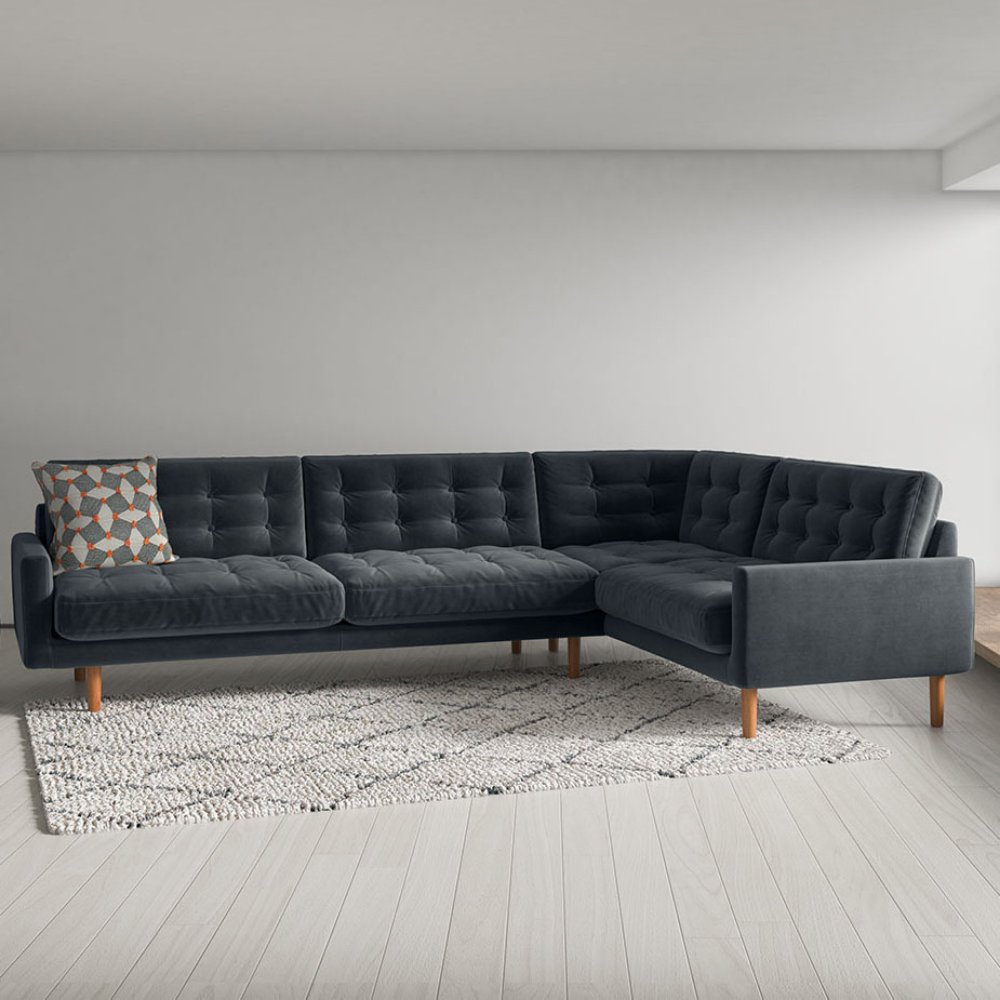 Habitat Fenner Velvet Left Hand Corner Sofa Sage Green (9501926