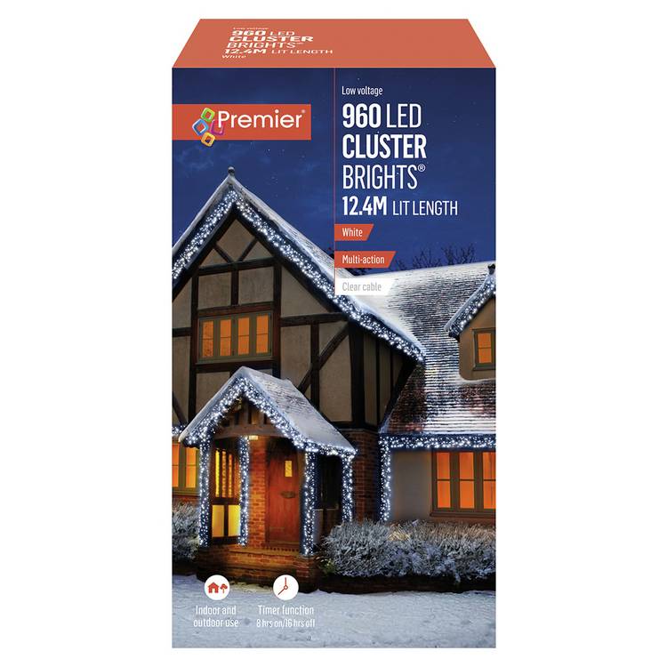 Premier Decorations 960 White LED Christmas Tree Lights 0